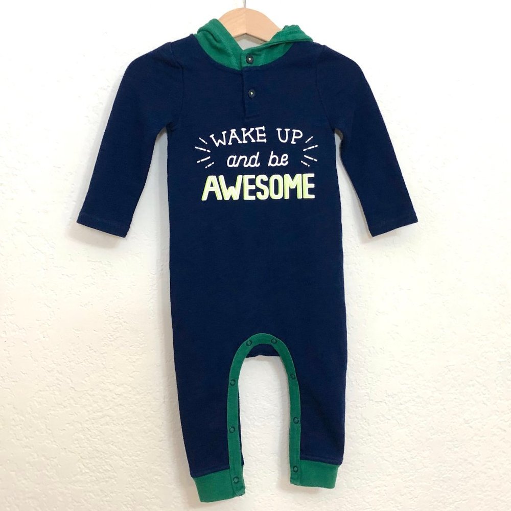 Cat & Jack Wake Up and be AWESOME hoodie onesie